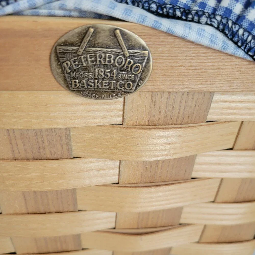 Peterboro Basket Co Braided Leather Handles Basket w Plastic insert 10
